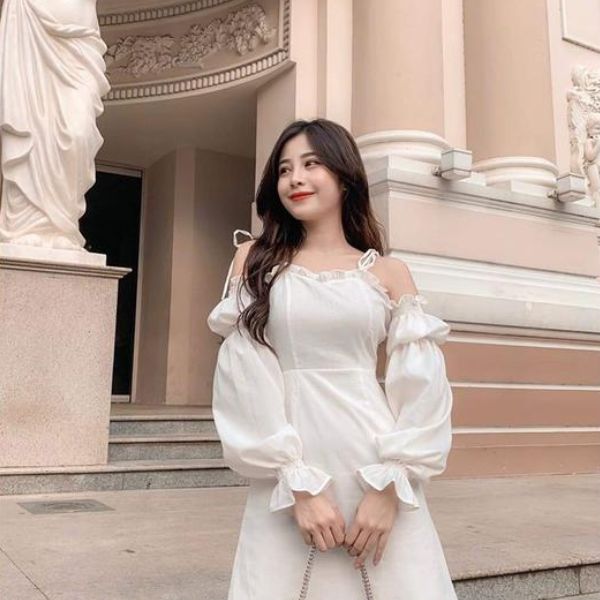 Váy midi xếp ly tay phồng sang chảnh mà vẫn dễ thương