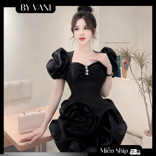 Váy tay bồng đính đá