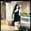 Váy Tafta Trễ Vai Xếp Tầng Đính Hoa Tơ M100 BY VANI