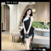 Váy Tafta Trễ Vai Xếp Tầng Đính Hoa Tơ M100 BY VANI