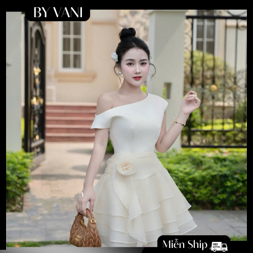 Váy lệch vai xếp tầng voan mềm đi tiệc M234 BY VANI