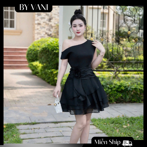 Váy lệch vai xếp tầng voan mềm đi tiệc M234 BY VANI