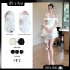 Váy Ren Trễ Vai Voan Tầng Đính Hoa V7 BY VANI