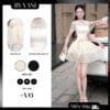 Váy Ren Cổ Cao Voan Tầng Dáng A Nhẹ Nhàng V6