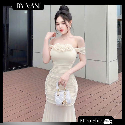 Váy maxi trễ vai ôm body