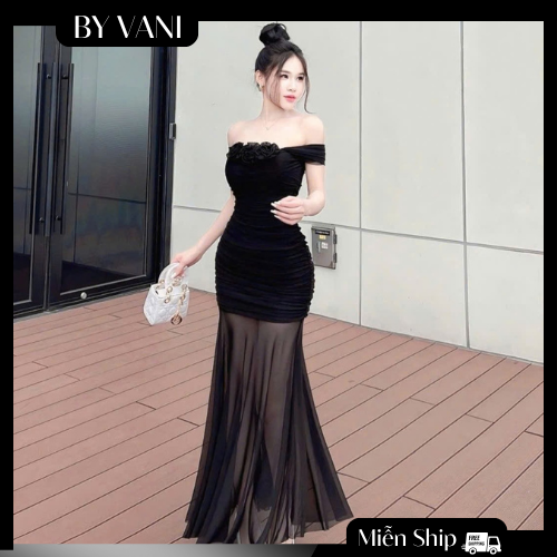 Váy maxi trễ vai ôm body