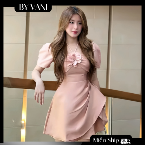 Váy Tafta Tay Bồng Form Chữ A Đính Hoa 3D M72 BY VANI