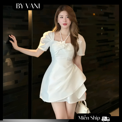 Váy Tafta Tay Bồng Form Chữ A Đính Hoa 3D M72 BY VANI