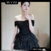 Váy Ren Trễ Vai Voan Tầng Đính Hoa V7 BY VANI