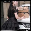 Váy Ren Cổ Cao Voan Tầng Dáng A Nhẹ Nhàng V6