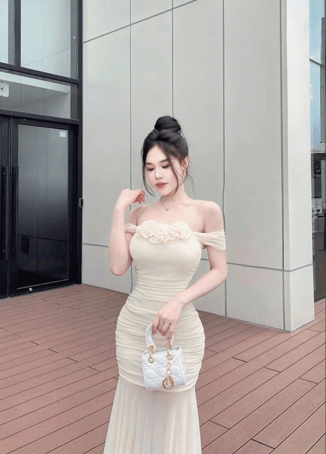 vải tafta may váy
