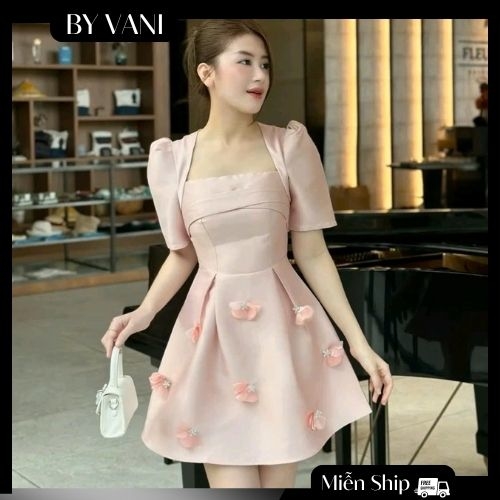 Váy tafta cổ vuông m71